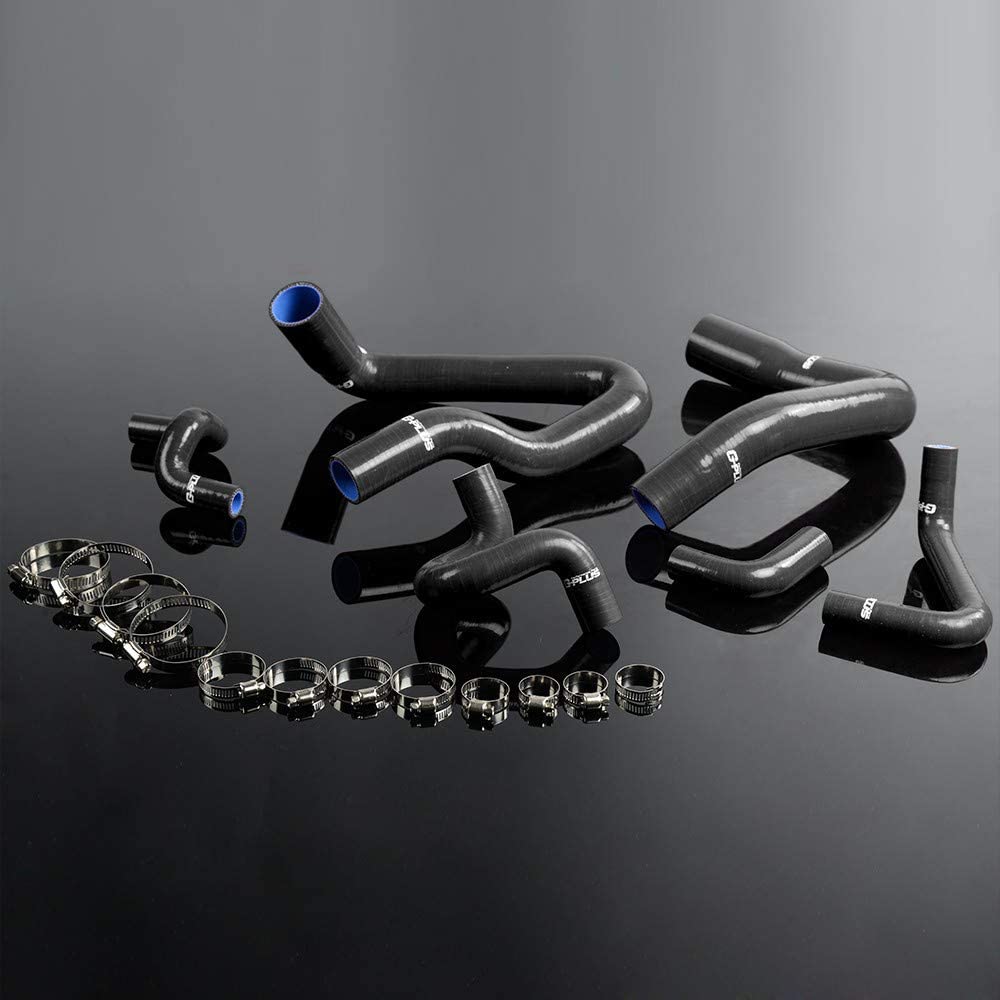 Gplus Silicone Radiator Hose Pipe With Clamps Kit For 1986-1993 Mustang GT LX Cobra 5.0 87 88 89 90 91 92 Black