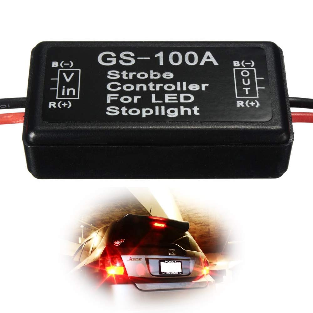 iJDMTOY (1) 12V GS-100A LED Brake Stop Light Strobe Flash Module Controller Box Compatible With Car Truck 3rd Brake or High Mount Clearance Lamp