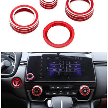 Thor-Ind 4pcs Aluminum Interior Console Trim for Honda CRV CR-V 2017 2018 2019 AC Air Conditioning Knob Start Stop Button Navigation Volume Knob Cover Trim (Red)