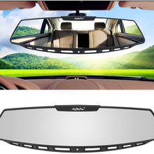 Yoolight Car Rear View Mirror, 12" Wide Angle Universal Curve Convex Rearview Mirror Interior Clip On Original Mirror (White Glass Mirror)