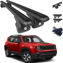 Roof Rack Cross Bars Lockable Luggage Carrier Fits Jeep Renegade 2015-2021 | Aluminum Black Cargo Carrier Rooftop Luggage Bars 2 PCS