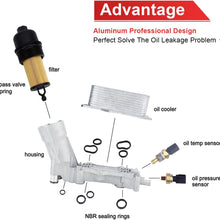 Aluminum Engine Oil Cooler And Oil Filter Housing Adapter,Compatible With 2011-2021 Chrysler 200 300, Dodge Charger, Grand Cherokee, Wrangler 3.6L V6 Engine,Replaces# 926-876, 5184304AE, 68105583AF