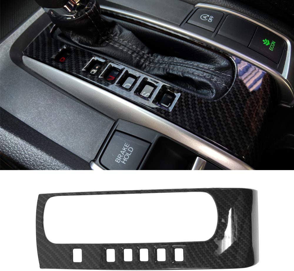Carbon Fiber Grain Interior Gear ABS Panel Trim Shift Box Cover For Honda 10th Gen Civic 2016 2017 2018 2019 2020