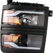 SCITOO Headlight Assembly Kit for Chevy Silverado 2014 2015 Projector DRL Black Housing Clear Lens Headlight Lamps Pair LH+RH