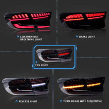 VLAND Led Tail Lights Compatible with Honda Accord 10th Gen 2018-2020 Rear Lamps w/ Scanning Dynamic Animation Breathing DRL, w/Sequential, Smoked/Tinted, Pair 4Pcs