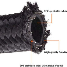 Universal Fuel Line Hose Ends Stainless Steel Braided Oil Gas Fuel Line Hose 20Ft 6AN Black