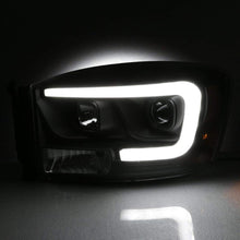 For 2006-2008 Dodge RAM 1500 & 06-09 Dodge RAM 2500/3500 LED Daytime Running Lamp Bar Projector Headlights Black Combo