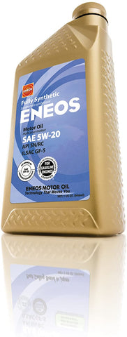 Eneos (3241301) API SN/ILSAC GF-5 Certified 5W-20 Fully Synthetic Motor Oil - 1 Quart Bottle