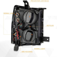 U-Strip LED DRL Projector Headlight Assembly Compatible with Chevy Silverado 14-15 Headlamps with Amber Corner Black