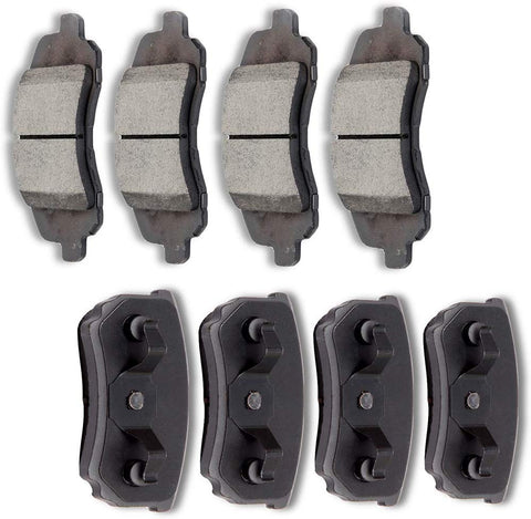 Ceramic Discs Brake Pads Kits,SCITOO 8pcs Disc Brakes Pads Set fit for 11-14 Chrysler 200,07-10 Chrysler Sebring,08-14 Dodge Avenger,08-12 Dodge Caliber,09-16 Jeep Compass,09-16 Jeep Patriot