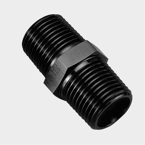 Black Aluminum Anodized Sensor Coupler Straight 1/8 NPT Male to 1/8