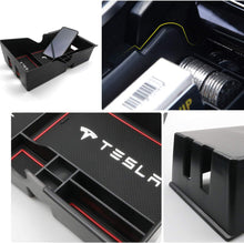 YEE PIN Model 3 Center Console Organizer Tray for Tesla Model 3 2018 2019 2020 Center Console Storage Box Armrest Box Secondary Storage, Insert ABS Black Materials Tray (Red)