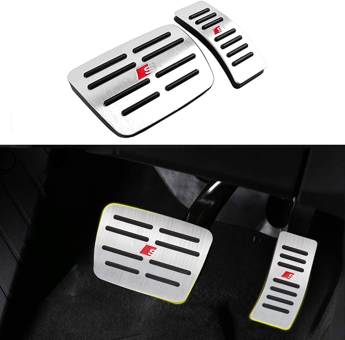 Moonlinks for Audi A4 A5 A6 A7 A8 Q5 SQ5 Q7/Porsche Macan Pedal Covers, Anti-Slip Aluminium Alloy Gas and Brake Pedal Cover Set(a Set of 2)
