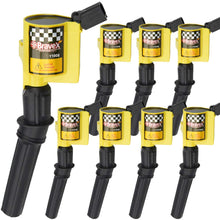 Bravex 8 Pack Curved Boot Ignition Coil 15% More Energy for Ford Lincoln Mercury 4.6L 5.4L V8 Compatible with DG508 C1454 C1417 FD503 - Upgrade (Yellow)