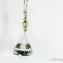 Red Hound Auto Crystal Bling Gem Cone Mirror Car Charm Hanger Ornament Sparkle Shine Facets with Chain