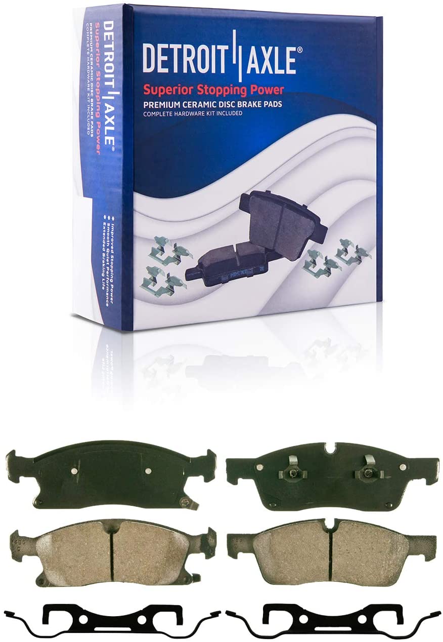 Detroit Axle - Front Ceramic Brake Pads w/Hardware Kit for Dodge Durango Jeep Grand Cherokee