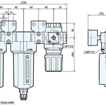M Mindman 5 & 0.3 Micron Three Stage Filter & Air Pressure Regulator Modular Combo, 1/2" NPT, Auto Drain,Metal Bowl