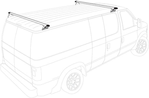 Vantech Aluminum H3 Rack 2 Bar System for a Chevy Express 1996-On Black