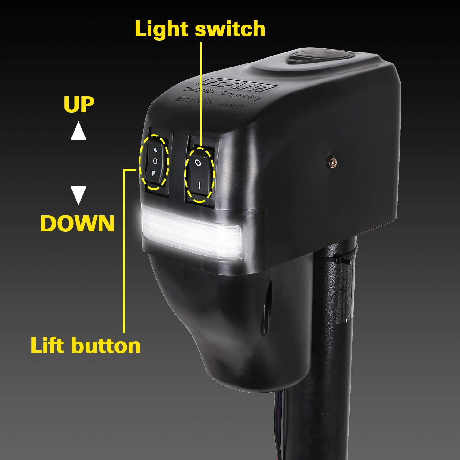 Weize Power Tongue Jack, 3500 Lb. Heavy Duty Electric Trailer Jack wit