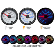 GlowShift White 7 Color 260 F Transmission Temperature Gauge Kit - Includes Electronic Sensor - White Dial - Clear Lens - for Car & Truck - 2-1/16" 52mm