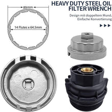 Oil Filter Wrench Heavy Duty Steel for Toyota Tundra Highlander Sienna Tacoma RAV4 Lexus 2.5-5.7L Engine with 64mm Cartridge Style Oil Filter Removal Socket Tool (Silver)