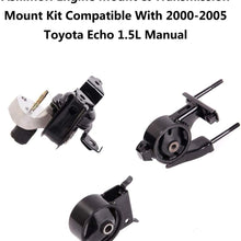Ashimori Compatible With 2000-2005 Toyota Echo 1.5L Manual Transmission Engine Motor Mount Set Kit A7288 A7228 A7260