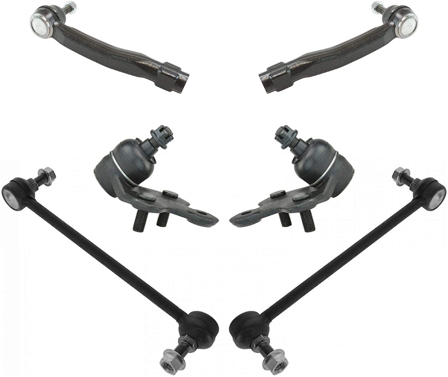 6 Piece Kit Tie Rod End Lower Ball Joint Stabilizer Sway Bar End Link LH RH Set