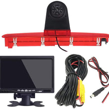 HD Third Roof Top Mount Brake Lamp Reverse Rear View Backup Camera Angle and Distance Adjustable Night Vision for V W T6 Caravelle Bus Transporter MPV SUV (Camera+Rearview Mirror)