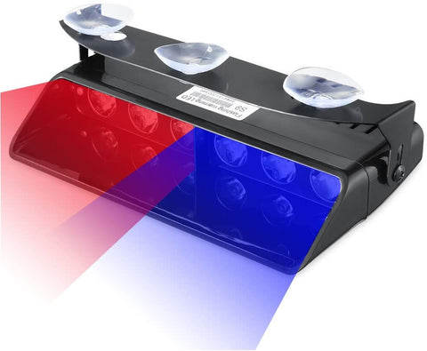 Emergency Dash Lights, 6W Red Blue LED Warning Strobe Lighting 16 Flashing Patterns for Police Car
