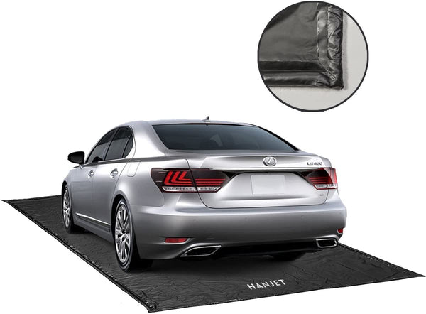 Hanjet Garage Floor Mat for Car Containment Mat for Snow, Mud, Rain - 7Feet 9Inches x 18Feet, Black