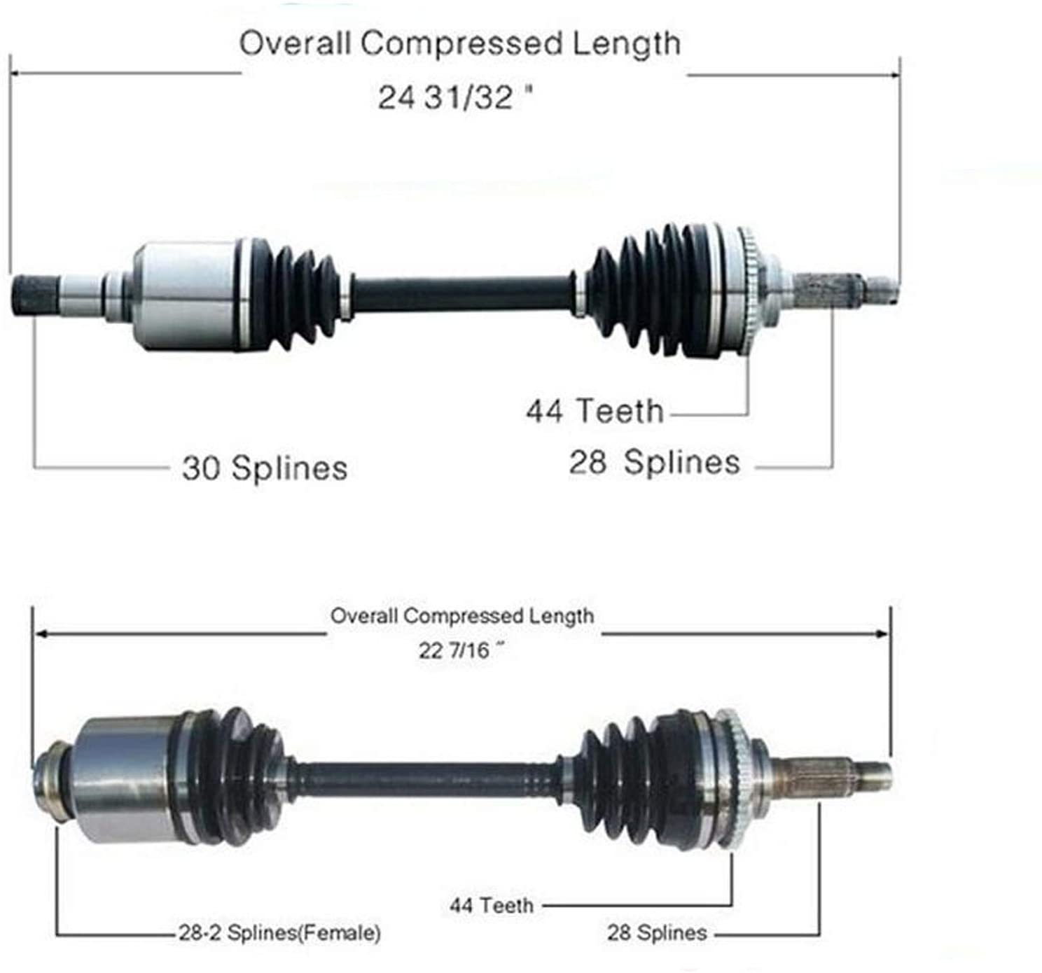 Front Cv Axle Shafts For 2003-2005 Mazda 6 3.0L Manual Transmission ONLY