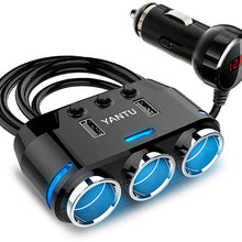 Cigarette Lighter Adapter 3 Socket Cigarette Lighter Splitter with LED Voltage Display Dual USB Car Charger On/Off Switches 12V Car Splitter Adapter Dashcam Replaceable fus