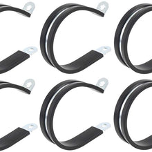 X AUTOHAUX 6pcs 60mm 2.36 Inch R Shape Automotive Galvanized Iron Cable Clamp Rubber Cushioned Insulated Clamp Metal Clamp for Tube Pipe Wire Installation
