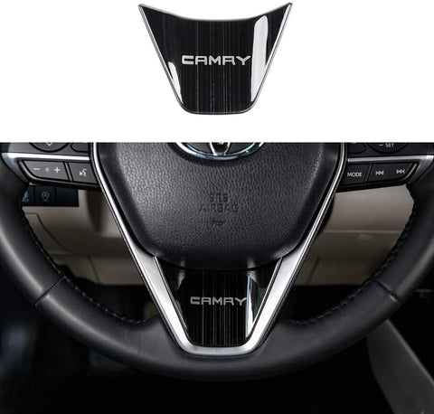 CKE Steering Wheel Cover Stainless Steel Interior Trim Panel For Toyota Camry 2018 2019 2020 - Black