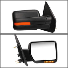 Right Passenger Side Black Manual Folding w/Amber LED Turn Signal Light Towing Mirror Replacement for Ford F-150 04-14