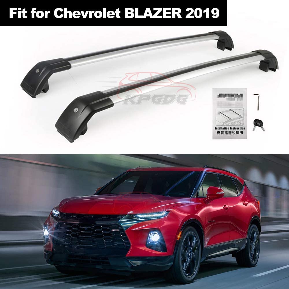 KPGDG Lockable Crossbars Fit for All New Chevrolet Blazer 2019 2020 Baggage Roof Rack Rail Cross Bar - Silver