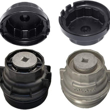 Heavy Duty Oil Filter Wrench for Toyota,Lexus,RAV4,Camry,Tundra,Highlander,Sienna and More-Cup Style Oil Filter Cap Removal Socket Tool for 2.5-5.7L Engine with 64mm Cartridge Style Oil Filter Housing