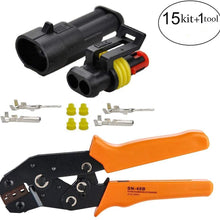 HIFROM 5 Kit 2 Pin Way Waterproof Electrical Connector 1.5mm Series Terminals Heat Shrink Quick Locking Wire Harness Sockets 20-16 AWG