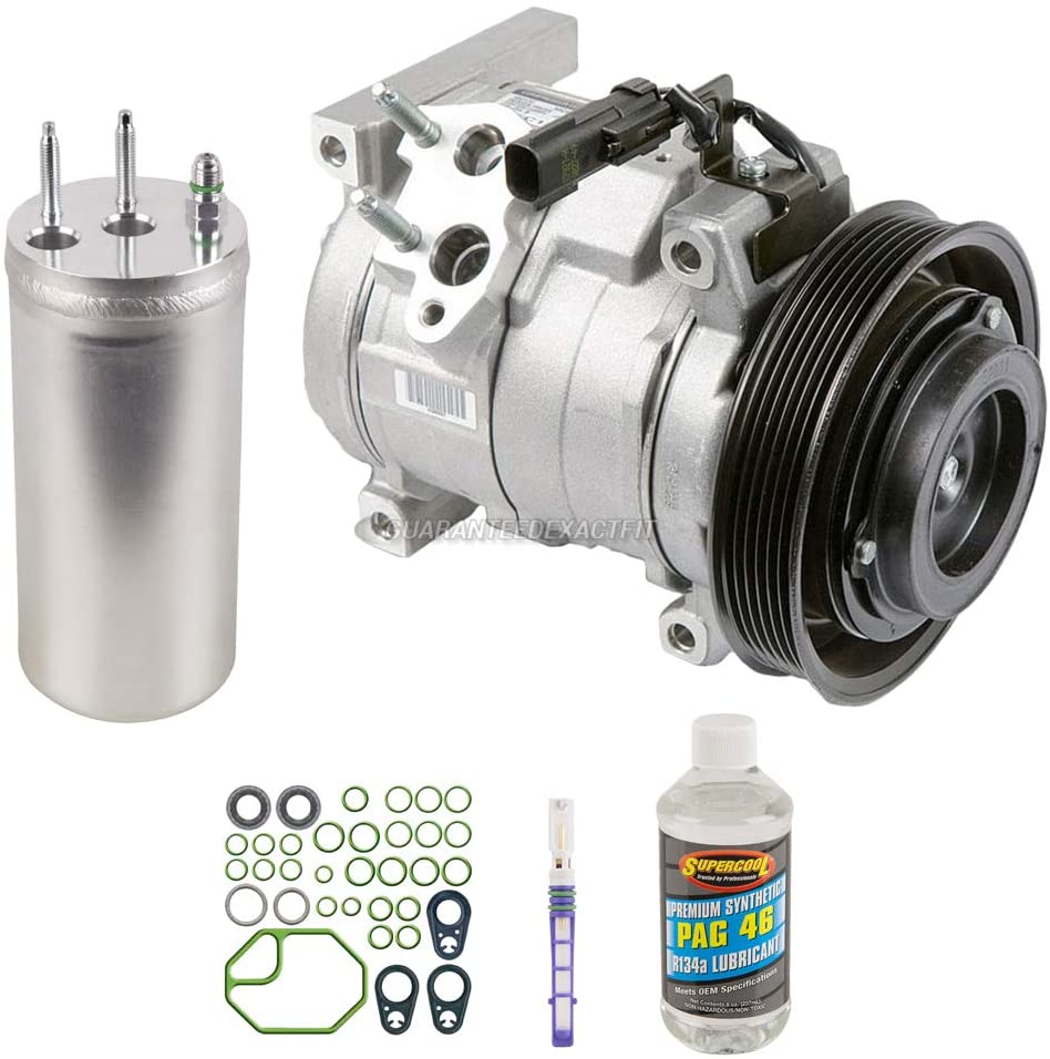 AC Compressor & A/C Kit For Jeep Wrangler TJ 2.4L 4-Cyl 2003 2004 2005 2006 - Includes Drier, Expansion Valve, O-Rings - BuyAutoParts 60-81315RK NEW
