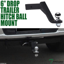 Topline Autopart Universal 6" Drop Rear Bumper Trailer Tow Hitch Loaded Ball Mount With Pin & Clip Kit For 2" x 2" Towing Receiver Tube