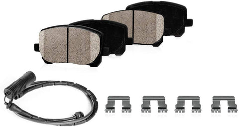 CPK11803 REAR Performance Grade Quiet Low Dust [8] Ceramic Brake Pads + Dual Layer Rubber Shims + Pad Sensors + Hardware