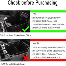 Techouter Center Console Organizer Tray for 2019 Chevy Silverado 1500,GMC Sierra 1500 Full Center Console Models Only-GM Vehicles Accessories 84106530 Armrest Box Secondary Storage