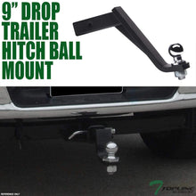 Topline Autopart Universal 9" Drop Rear Bumper Trailer Tow Hitch Loaded Ball Mount With Pin & Clip Kit For 2" x 2" Towing Receiver Tube