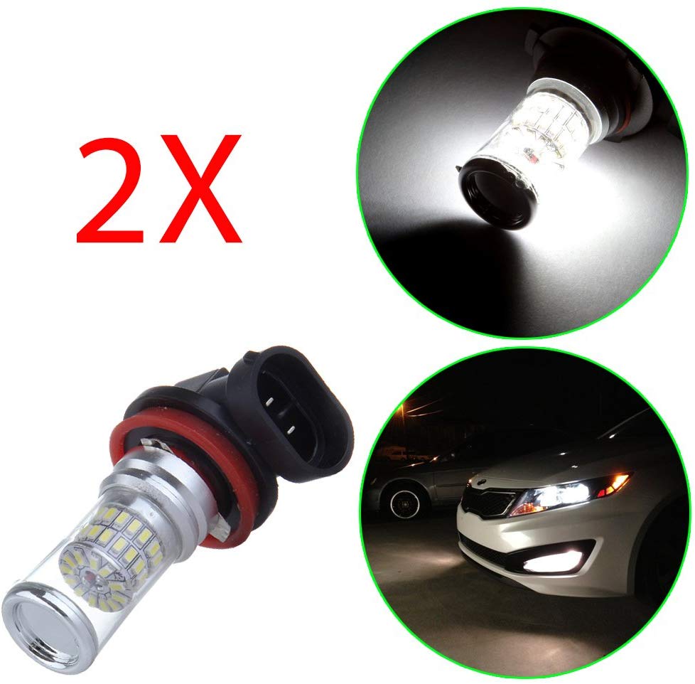 SCITOO White H11 LED Bulbs 48SMD LED Light with Projector for Fog Light Plug and Play Style,2Pcs