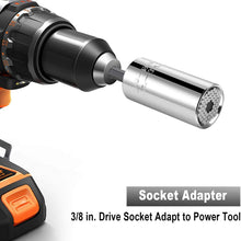Universal Socket,BLENDX 1/4"-3/4" (7mm to19mm) Ratchet Universal Socket Set with Wrench Power Drill Adapter - Best Tool Present for Handyman Men Husband Father Boyfriend Him (Silver)