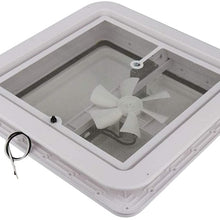 Aintier 14 x 14 1 Pack New Vent Cover Lid with Fan Replacement RV-White-Pwr Motorhome Camper Trailer RV Roof Ventilation Parts