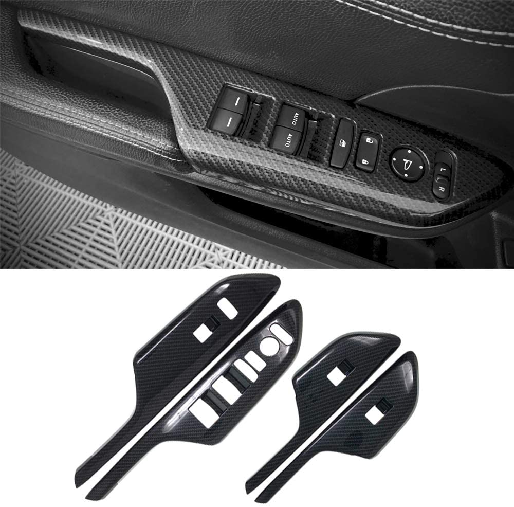 4Pcs Carbon Fiber Style Door Handle Armrest Trim Window Lift Panel Cover Trim For Honda 10th Gen Civic 2016 2017 2018 2019 2020