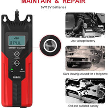 GOOLOO 6V/12V Smart Battery Charger and Maintainer 6-Amp Full Automatic 6-Stages Trickle Charging with Clamps for Car,Motorcycle,Lawn Mower,Boat RV,SUV,ATV,Sealed Lead Acid Battery-Repair Batteries
