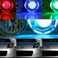 iJDMTOY (2) 3-SMD-5050 RGB LED Demon Eye w/ Remote Control Compatible With Car Motorcycle Projector Headlight Demon Eyes Retrofit