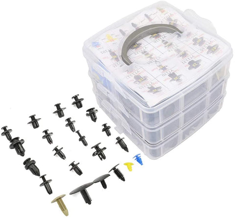 LUJUNTEC 650Pcs Bumper Retainer Clips Auto Fasteners Rivet Clips Body Fastener Kit with Plastic Box